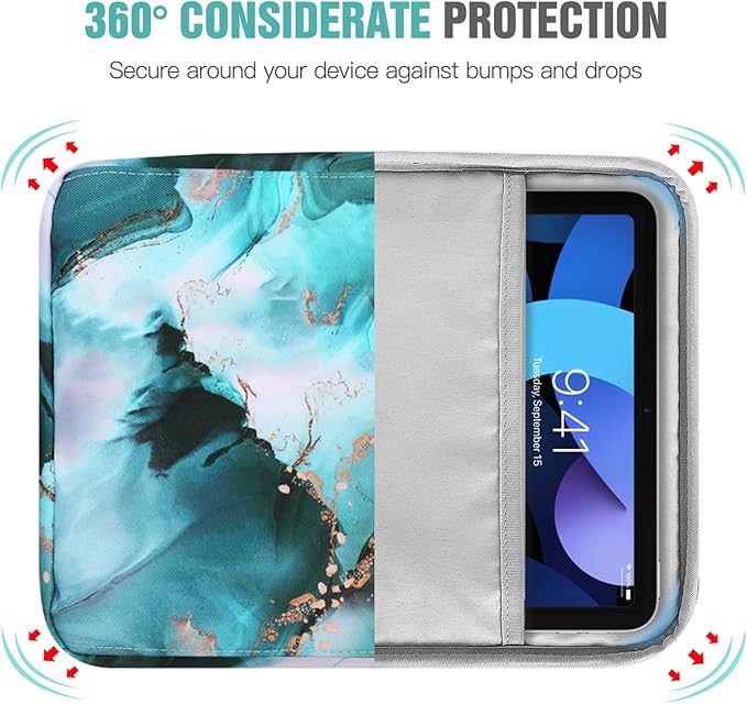 TiMOVO 9-11 Inch Tablet Sleeve Bag with Shoulder Strap for iPad 11-inch A16 2025, iPad 10th Gen. 10.9"/10.2", Galaxy Tab A9+/A11Plus 11", Cloud Peacock Blue