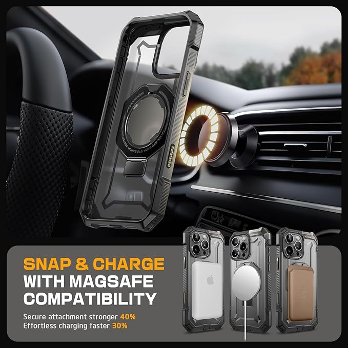 SUPCASE for iPhone 16 Pro Max Case with Camera Control Capture Button (Unicorn Beetle Grip), [Built-in Stand] [Compatible with MagSafe] Heavy Duty Magnetic Phone Case for iPhone 16 Pro Max, Gray