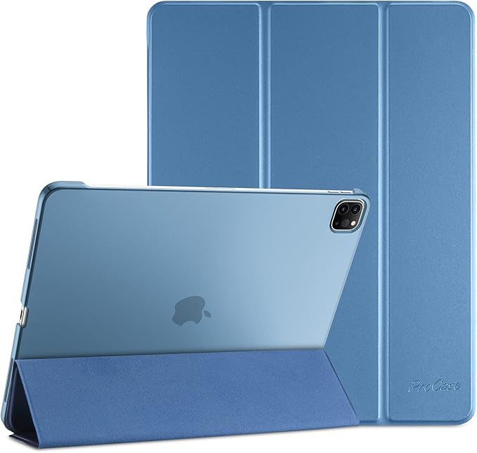 ProCase for iPad Pro 11 Inch Case 2022/2021/2020/2018(4th/3rd/2nd/1st Generation), iPad Pro 11" Slim Stand Hard Back Cover Shell Smart Folio Compatible with Pencil/Support Auto Wake/Sleep -Blue