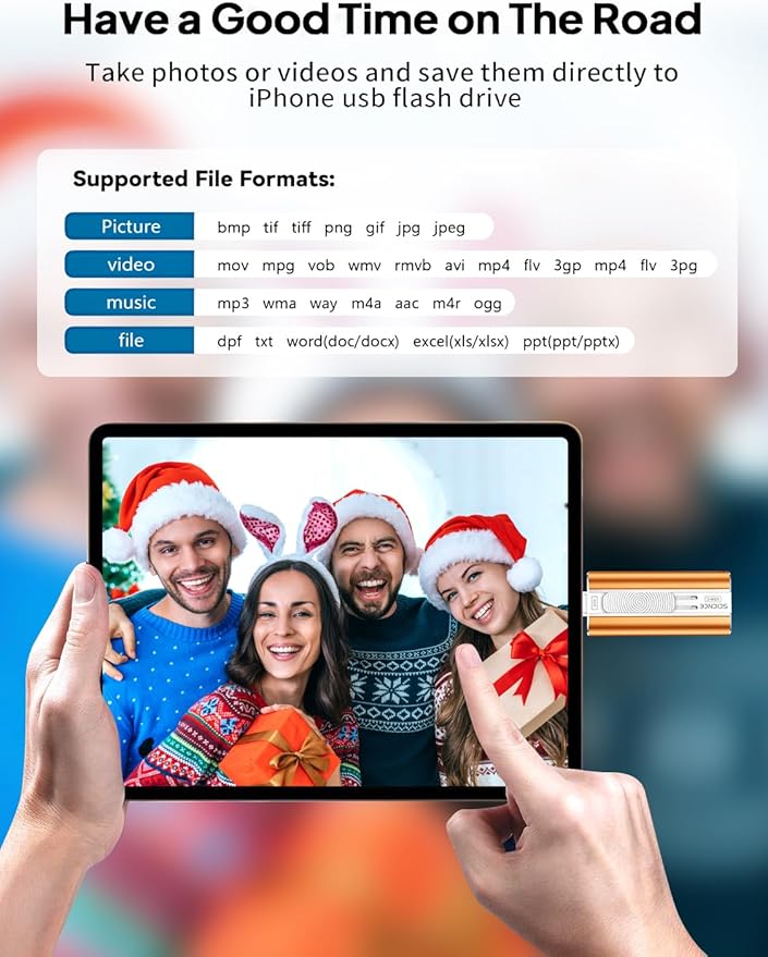 512GB Flash Drive Intended for Phone, USB External Memory Stick Storage Backup for Photos Videos, Plug and Play No APP Required, Compatible with iPhone iPad Android and PCs (1 Pack-Orange)