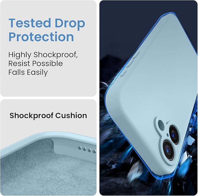 FireNova Designed for iPhone 16 Case, Silicone Upgraded [Camera Protection] Phone Case, Soft Anti-Scratch Microfiber Lining Inside, 6.1 inch, Sky Blue