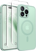 CAPRARO Magnetic for iPhone 14 Pro Case, [Compatible with MagSafe] [Full Camera Protection] Shockproof Protective Slim Translucent Matte Phone Case for iPhone 14 Pro 6.1'', Mint Green