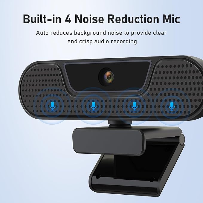 saylas 4K Webcam with 4 Noise Cancellation Microphone, W8GS Web Cam, Privacy Cover, 85° FOV, Plug & Play Web Streaming Camera for Computer, USB Webcam for Pc, Laptop, Desktop, Mac
