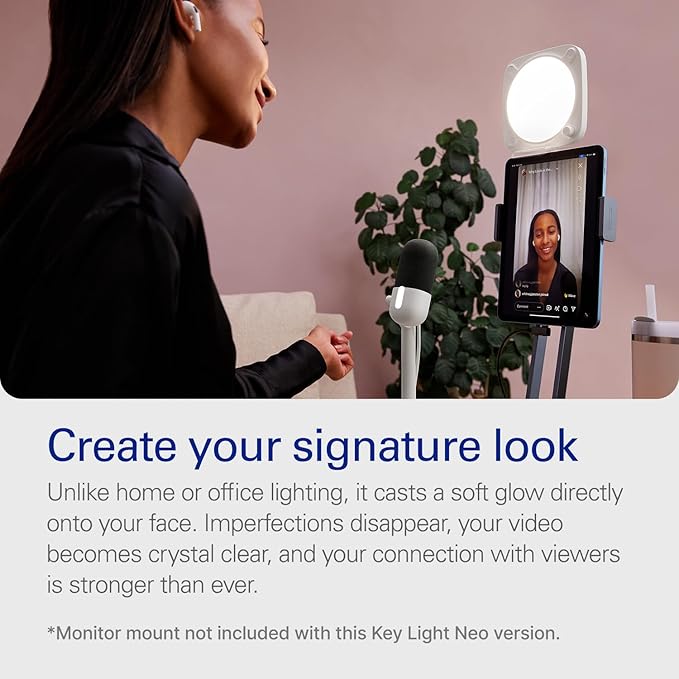 Elgato Key Light Neo (No Mount Included) - Professional Lighting for Video Calls & Streaming, Onboard or Wi-Fi Control, Mounting Point for Stands & Clamps - USB-Powered, Works on Laptop, PC, Mac
