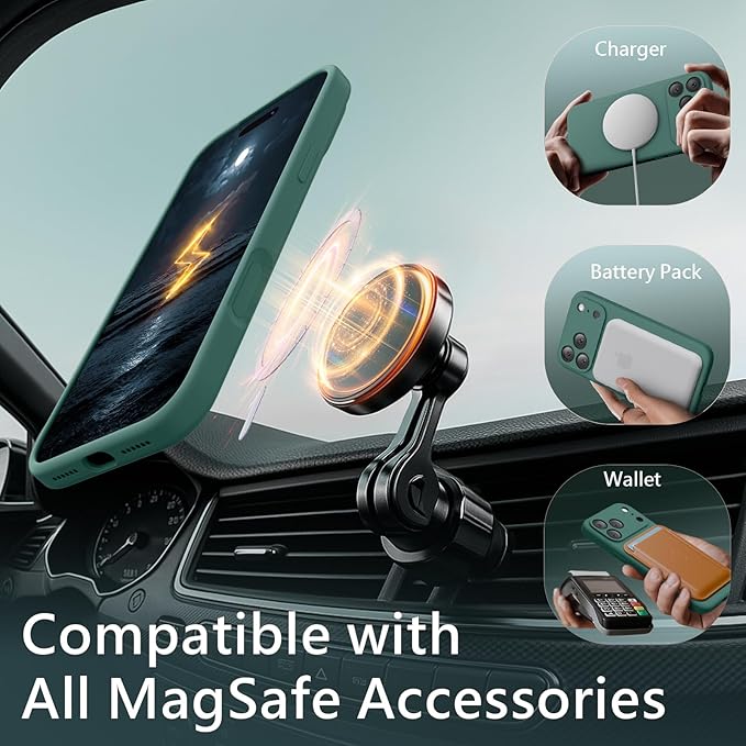 FireNova Magnetic for iPhone 17 Pro Case, Compatible with MagSafe, [Integrated Silicone Camera Control Button] [Camera Protection] Anti-Scratch Microfiber Lining Phone Case, 6.3", Midnight Green