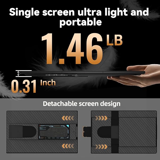 Laptop Screen Extender 15.6" 120% sRGB - FHD 1080P IPS Dual Laptop Monitor Extender with Detachable Screen, Second Monitor for 13"-17.3" Laptops, Plug-Play for Windows Mac Android Chrome