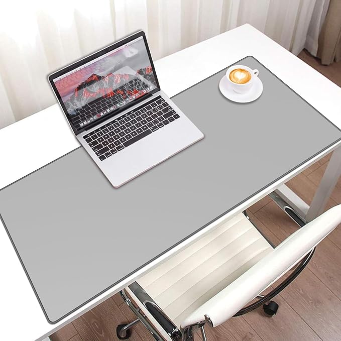 JIALONG Desk Mat - Large Desk Pad, Gaming Mouse Pad, Office Desk Protector with Anti-slip Base, Anti-wear Personalized Design, Mousepad in Mid-Grey