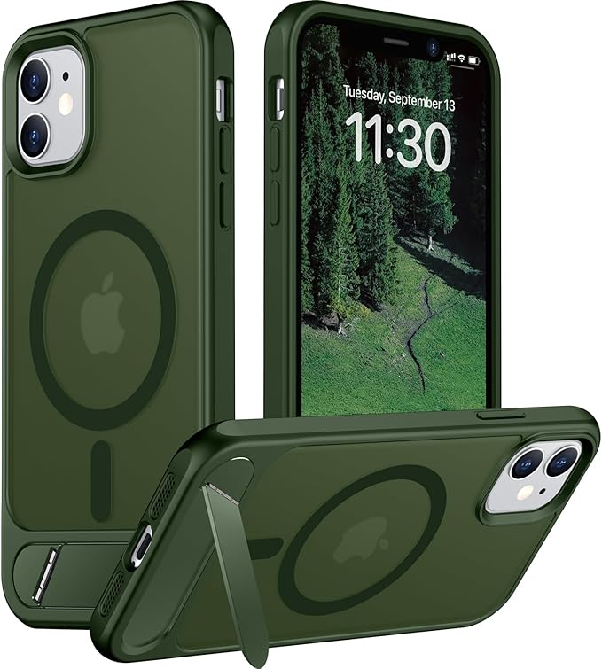 Magnetic Compatible with iPhone 11 Phone Case, [Built-in Invisible Kickstand][Compatible with MagSafe] [Military Grade Shockproof] Slim Translucent Matte Phone Case for iPhone 11 6.1"