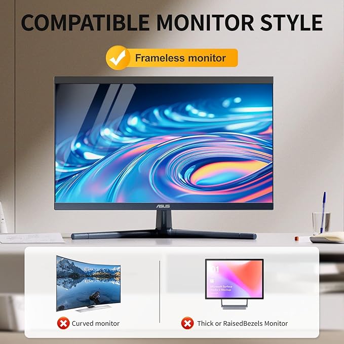 Magnetic Computer Privacy Screen 32 Inch，Aesthetic Hanging Privacy Screen for Computer Monitor with Anti-Blue Light Coating, Removable Magnetic Attachment Computer Monitor Privacy Shield