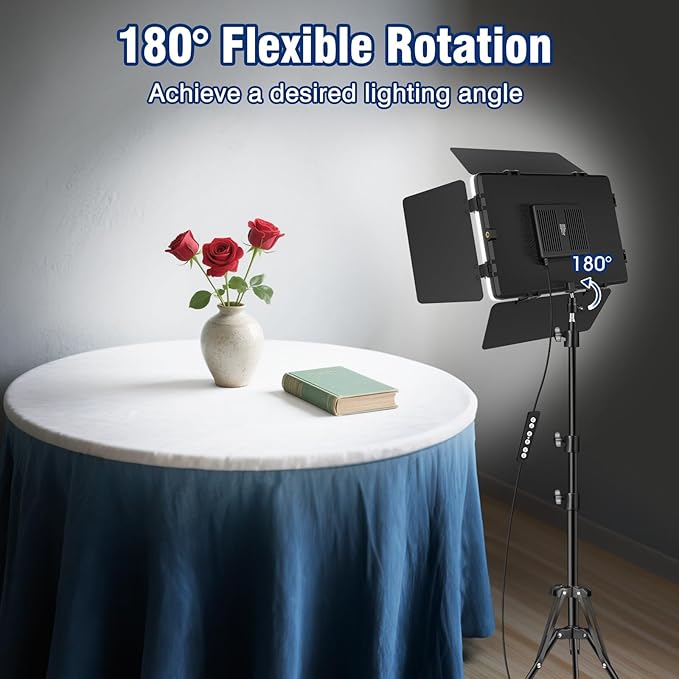 LED Video Lighting Kit with Barn Door, Kewaiaa Bi-Color Studio Lights with Tripod Stand, 3000Lux 2500k-8500k Photography Light for Video Recording/Filming/Live Streaming/YouTube/Photoshoot Shooting