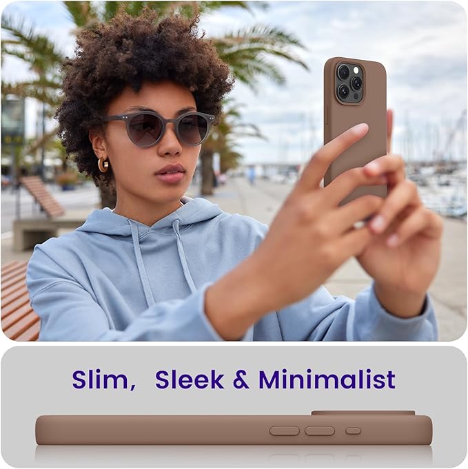 OTOFLY for iPhone 15 Pro Case [Compatible with MagSafe] Full-Body Silicone Shockproof Slim Thin Phone Case for iPhone 15 Pro 6.1 inch (Light Brown)