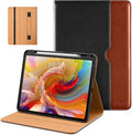 DTTO for iPad Pro 13 inch Case (M5/M4) 2025/2024, Premium Leather Business Folio Stand Cover with Pencil Holder - Auto Wake/Sleep & Multiple Viewing Angles, Built in Hand Strap & Pocket, Black Brown
