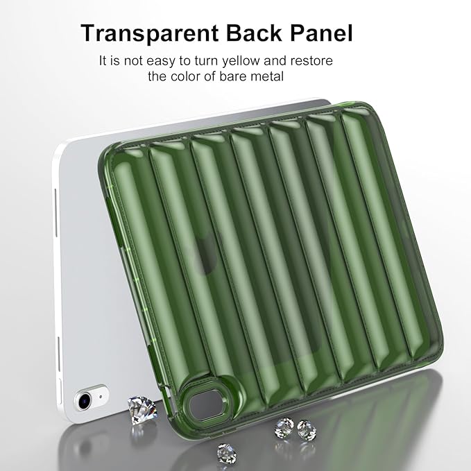 for iPad (A16) 11th Generation Case 11 inch 2025/iPad 10th Generation 10.9 inch (2022) Shockproof Soft TPU Back Cover Silicone Bumper Anti-Yellowing Lightweight Protective Clear Shell, Green