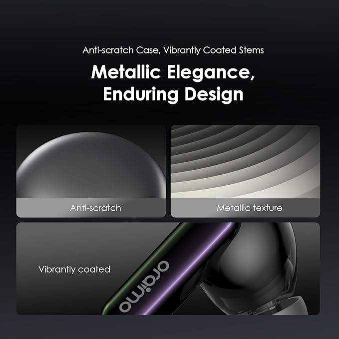 Oraimo SpaceBuds ANC Wireless Earbuds, 50dB Noise Cancelling Bluetooth Earbuds, 4-Mic Clear Calls in Ear Headphones, Heavy Bass, Personalized Light Effects, Slide Design, App Control, 40H Play