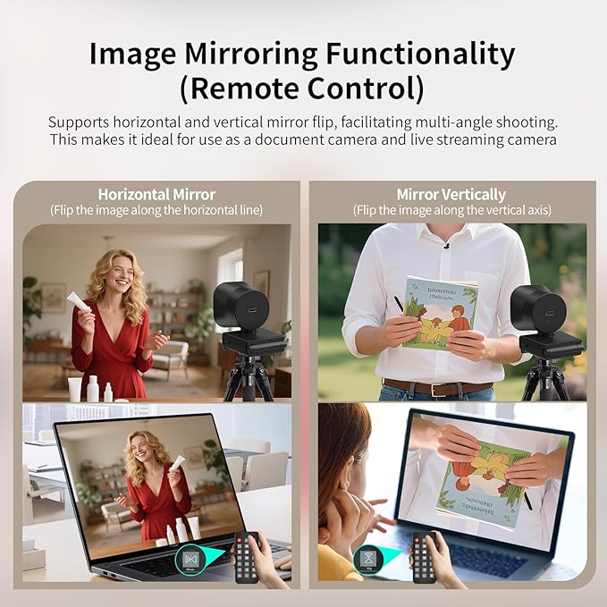 TOALLIN 4K Webcam with Ring Light, Remote Control, PDAF Autofocus, 1/2.5" Sensor & 12MP, Built-in Dual Mics, 5X Digital Zoom and Image Mirroring, Web Camera for Live-Streaming/Meetings/Video Calls
