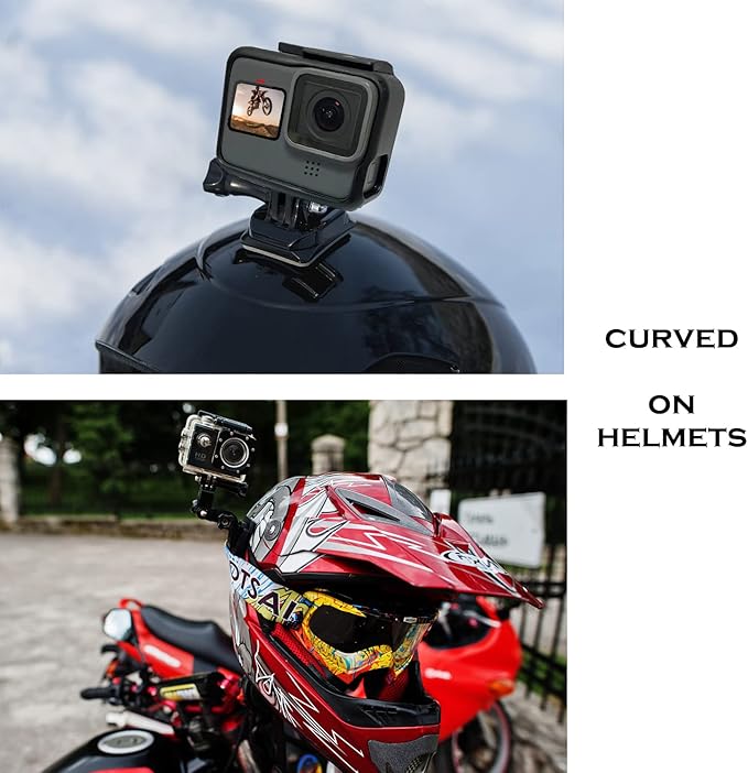 Suptig Helmet Mount Camera Helmet Mounts for Gopro Hero 13/Hero 12/11/10/9/8/7/6/5/4/3/2/ Hero Session Gopro Max, Akaso, DJI osmo More Action Cameras