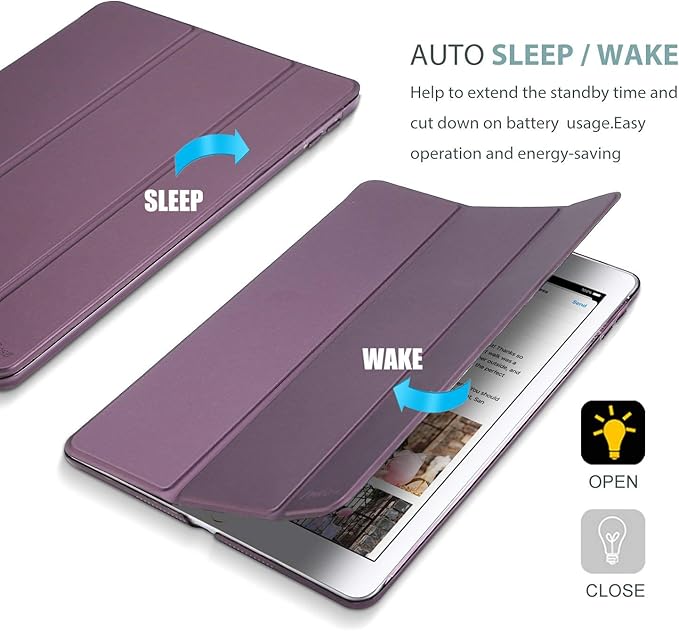 ProCase Smart Case for iPad 9.7 Inch iPad 6th/5th Generation 2018 2017(Model: A1893 A1954 A1822 A1823), Ultra Slim Lightweight Stand Cover with Translucent Frosted Back -Purple