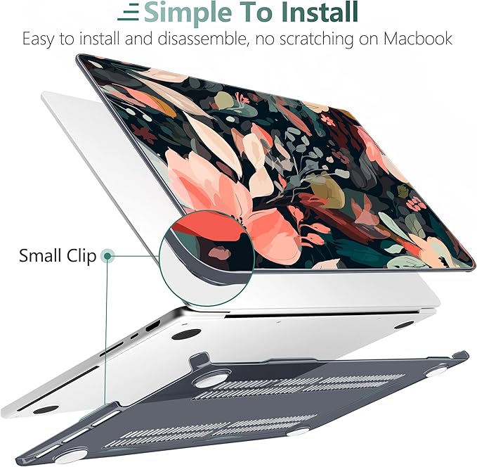 DONGKE Case for MacBook Pro 14 Inch (2026-2021 Release, M5 M4 M3 M2 M1 Pro/Max Chip), Plastic Slim Hard Shell Protective Cover with Keyboard Cover & Screen Protector, Painted Florals