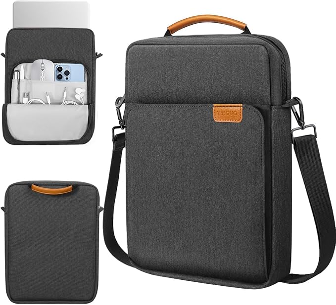 TiMOVO Laptop Sleeve Bag for MacBook Neo 13 inch 2026 Model A3404 with A18 Pro Chip, Handle Carrying Case with Shoulder Strap, Black & Gray