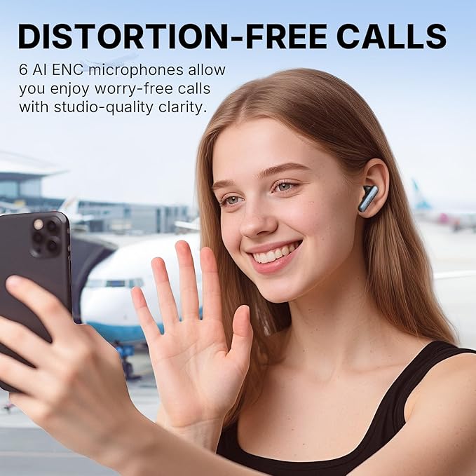 EarFun Air Pro 4i Noise Cancelling Wireless Earbuds, Hi-Res Sound with LDAC, 6 Mics AI ENC Clear Call, 40H Playtime, Multipoint Connection, Surround Sound, Bluetooth 5.4 Earbuds, Wireless Charging