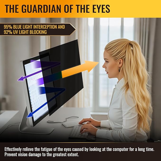 27 Inch Privacy Screen for Monitor with 16:9 Widescreen Monitor Blue Light Screen Protector - Anti-Glare - Anti-Scratch Protector Film for Data Confidentiality Privacy Shield [2 Pack]