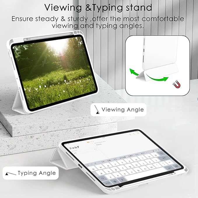ZryXal New iPad Pro 13 Inch Case (M5) 2025 / (M4) 2024 with Pencil Holder, Smart iPad Case [Support Pencil Pro and Pencil (USB-C)], Support Touch ID and Auto Wake/Sleep (New White)