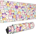 Cute Cat Mouse Pad XXL Large 35.4"x15.8" Extended Gaming Mousepad Kawaii Cat Mouse Mat for Women Desk Mat with Stitched Edges XXL Non-Slip Base Computer Keyboard Pad for Home Office Work Gamer