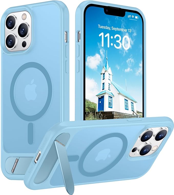 Magnetic Compatible with iPhone 13 Pro Max Case, [Built-in Invisible Kickstand][Compatible with MagSafe] [Military Grade Shockproof] Slim Translucent Matte Phone Case for iPhone 13 Pro Max 6.7"