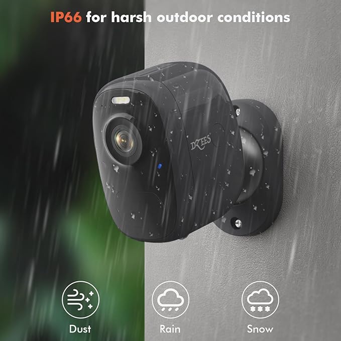 Dzees 4MP Outdoor Camera Wireless with Magnetic Mount Battery Powered Security Camera Outdoor for Home Security, 2.4Ghz WiFi/AI Motion Detection/2-Way Talk/4MP Color Night Vision/IP66/Cloud-2-Pack