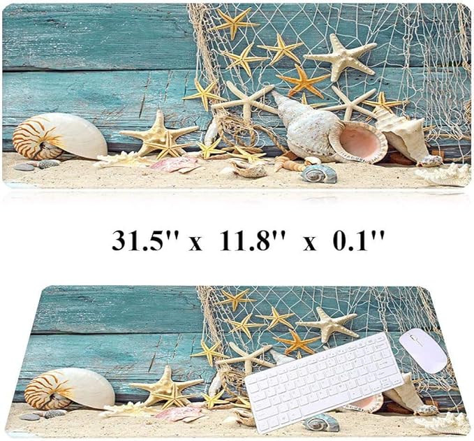 31.5x11.8 Inch Non-Slip Long Extended Large Gaming Mouse Pad with Stitched Edges XL Laptops Keyboard Mouse Mat(Starfish)