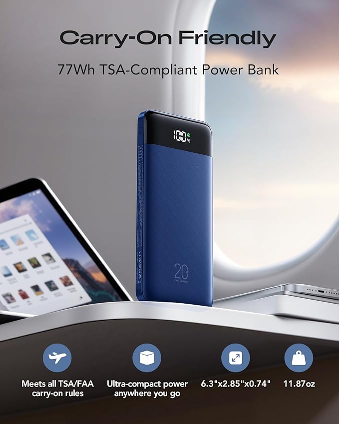 Orfeika 20000mAh Power Bank Fast Charging, Portable Charger with 4 Built-in Cables & 6 Outputs, 20W PD USB C Battery Pack Compatible with iPhone 16/15, Galaxy, Android, iPad & More (Travel Essential)