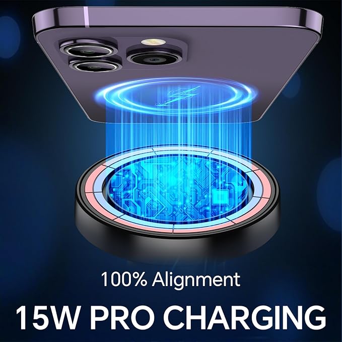 Coolpow for MagSafe Car Mount Charger【Ultra Magnet】Magnetic Phone Holders for Your Car Charger Magnetic Wireless Car Phone Holder Charger Car Accessories Mothers Gifts for iPhone 17 16 15 Speakerphone