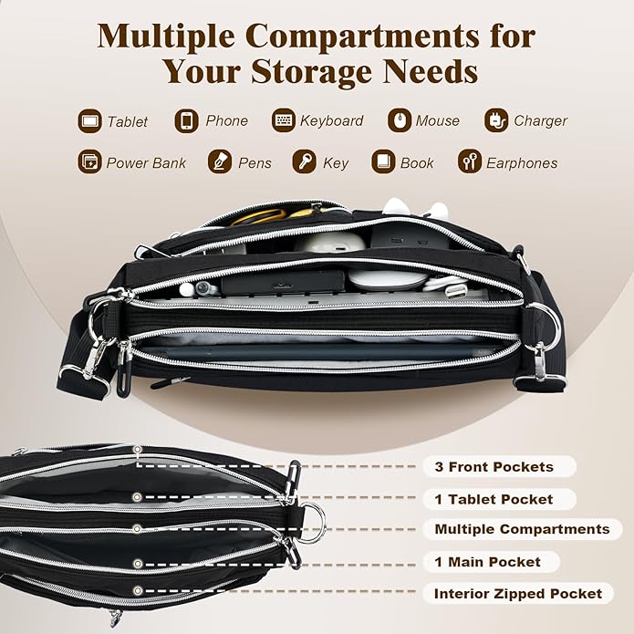 TiMOVO 9-11 Inch Tablet Sleeve Bag for iPad 11-inch A16 2025, Galaxy Tab A9 Plus 11", Anti-Theft Deisgn & Shoulder Strap