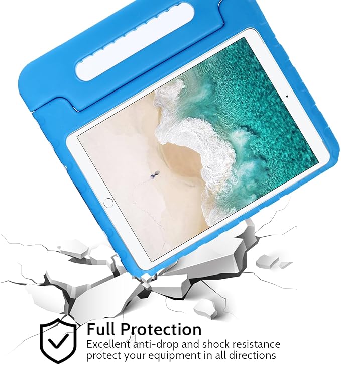 Dteck Kids Case for iPad 10.2 - Shockproof Rugged EVA Handle Stand Child Proof Case for iPad 9/8/7 Generation, Blue
