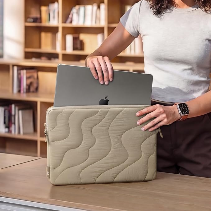 tomtoc 360 Protective Puffy Laptop Sleeve for 13-inch MacBook Air M5/A3449(2026)/M4/M3/M2 A3240 A3113, MacBook Neo A18 & MacBook Pro M2/M1, Quilted Soft Puffer Bag for 13-inch Surface Pro Copilot+PC