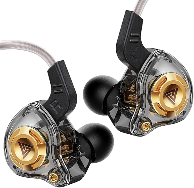 Wired IEM Earbuds, QKZ Ak6 SRS Gaming Headphones in-Ear Monitor with 11mm DD for Crystal Clear Hi-Res Sound,Earphones with Microphone&OFC Cable for Gaming,Video Musicians, Singers
