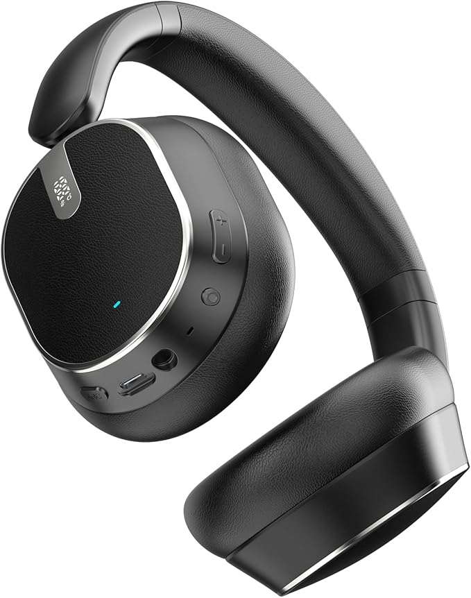 Hybrid ANC Over-Ear Headphones – Bluetooth 6.0, 60H Battery, Hi-Res Audio, Deep Bass, Memory Foam Ear Cups (Black)