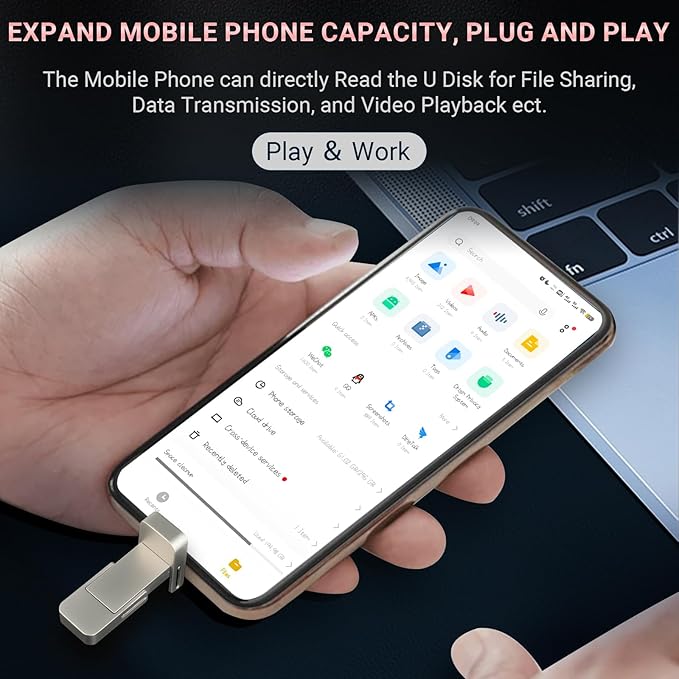 128GB USB Drive,Portable SSD Fast 550MB/s 2 in 1 Flash Drive,Type C+A USB3.2 Gen2 External Solid State Drive,SSD External Hard Drive for iPhone 15/16/17/Android Phone/PS5/Tablet/Windows