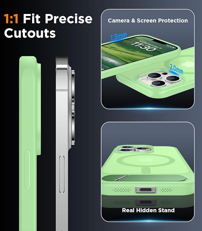 Magnetic Compatible with iPhone 13 Pro Case, [Built-in Invisible Kickstand][Compatible with MagSafe][Military Grade Shockproof] Slim Translucent Matte Phone Case for iPhone 13 Pro 6.1"