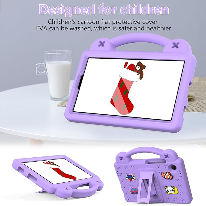 AKABEILA Compatible with Samsung Galaxy Tab A9 8.7 X115N(2023) Tablet Case, Kids Friendly Universal Lightweight Shockproof Protective Case with Shoulder Strap & Stand Handle Light Purple