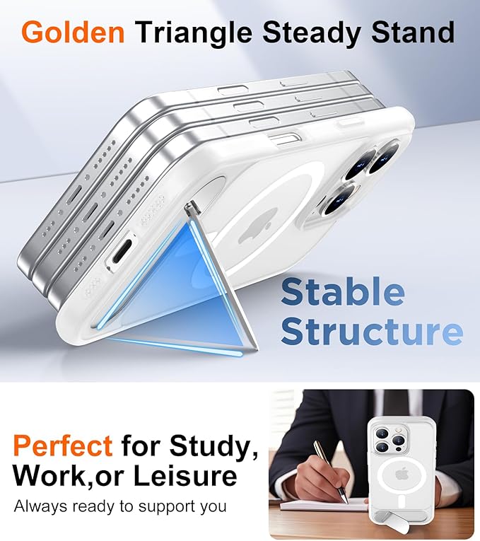 Magnetic Compatible with iPhone 16 Pro Case, [Built-in Invisible Kickstand][Compatible with MagSafe][Military Grade Shockproof] Slim Translucent Matte Phone Case for iPhone 16 Pro 6.3"