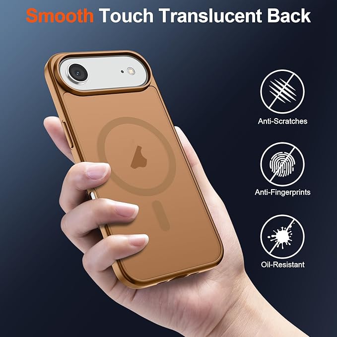 SUPFINE Magnetic for iPhone Air Case (Compatible with MagSafe)(Military Grade Drop Protection) Slim Translucent Matte Shockproof with Anti-Fingerprint Phone Cover for 17 Air,Brown