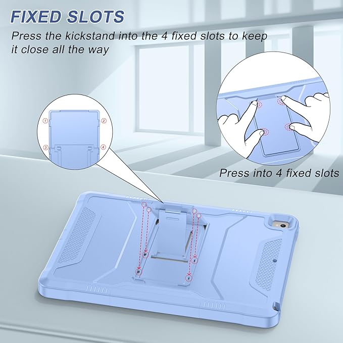Soke Case for iPad 6th/5th Generation 9.7 Inch 2018/2017,with Built-in Screen Protector and Kickstand, Rugged Full-Body Heavy Duty Protective Cover for Apple iPad Air 2 /Pro 9.7 - Light Blue