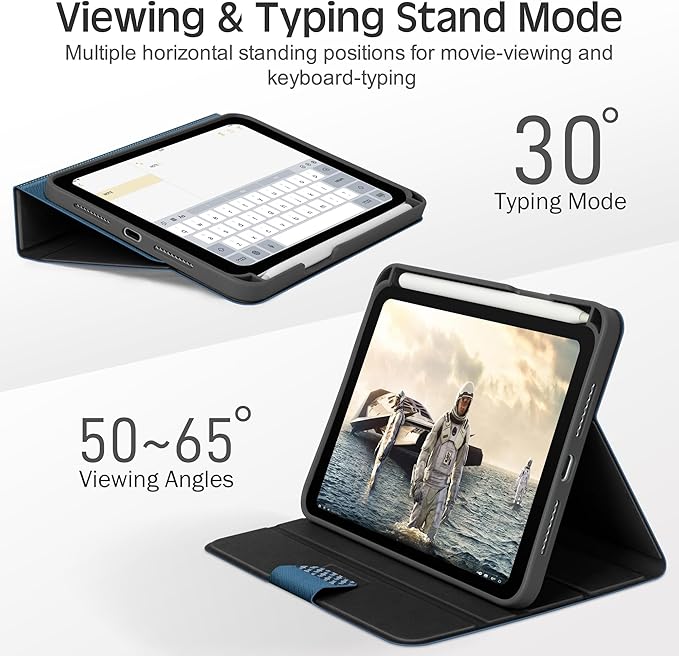 KingBlanc for iPad mini 7 (A17 Pro) Case, iPad mini 7th/6th Generation Case (2024/2021 8.3-inch) with Pencil Holder, PU Leather Stand Cover, Auto Sleep/Wake, Multi-Angle for Viewing/Typing, Blue