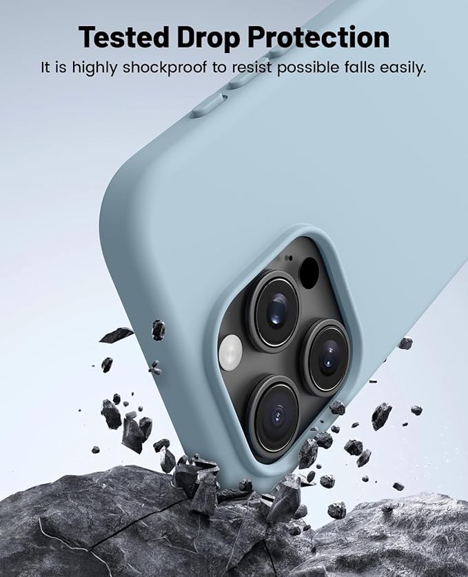 OTOFLY Compatible with iPhone 15 Pro Max Case,[Silky and Soft Touch Series] Premium Soft Liquid Silicone Rubber Full-Body Protective Bumper Case for iPhone 15 Pro Max (Baby Blue)