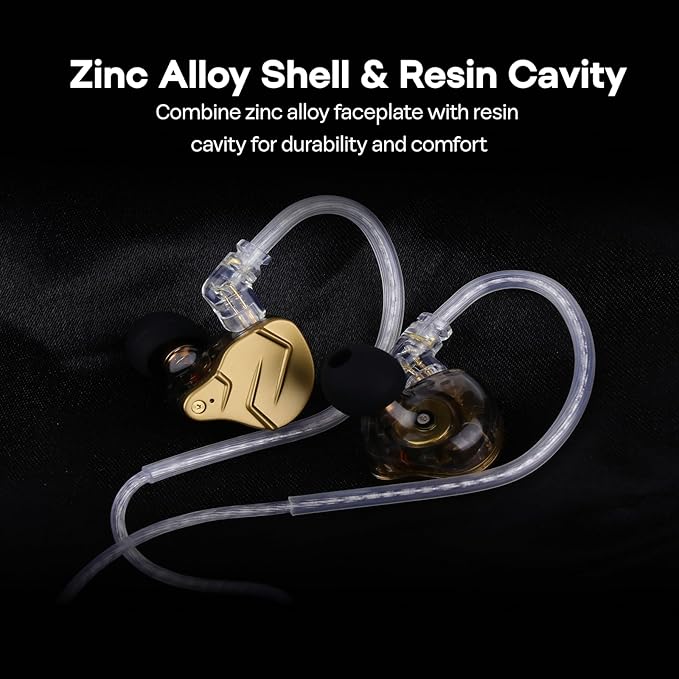 Linsoul KZ ZSN PRO X Dual Driver 1BA+1DD Hybrid Metal Earphones HiFi in-Ear Monitor with Detachable Recessed 2Pin Cable,Zinc Alloy Panel (Without Mic, Black)