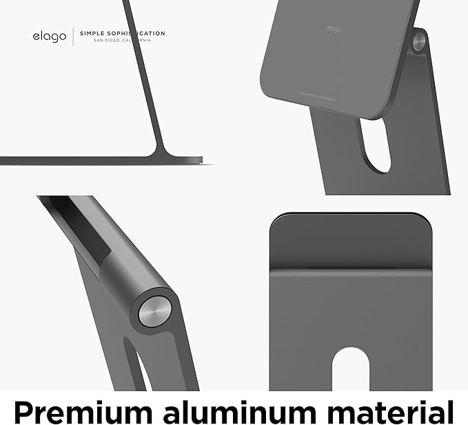 elago Premium iPad Magnetic Stand Designed for iPad Pro 12.9"(5th,4th Gen), 11"(3rd,2nd Gen), Air 10.9"(5th,4th Gen), Mini 8.3"(6th Gen, A17 Pro), 10.9"(10th Gen) [Dark Grey]