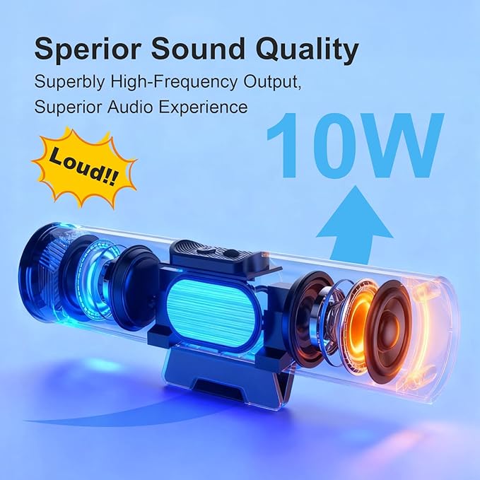 Computer Speakers for Desktop PC Monitor, USB or Type C Plug-in Soundbar, Clip-On Speaker, Wired Laptop Gaming Speakers with Volume Wheel & One-Touch Mute, Compatible with Mac Windows iPhone iPad