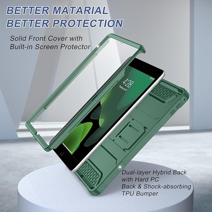 Soke Case for iPad 6th/5th Generation 9.7 Inch 2018/2017,with Built-in Screen Protector and Kickstand, Rugged Full-Body Heavy Duty Protective Cover for Apple iPad Air 2 /Pro 9.7 - Midnight Green