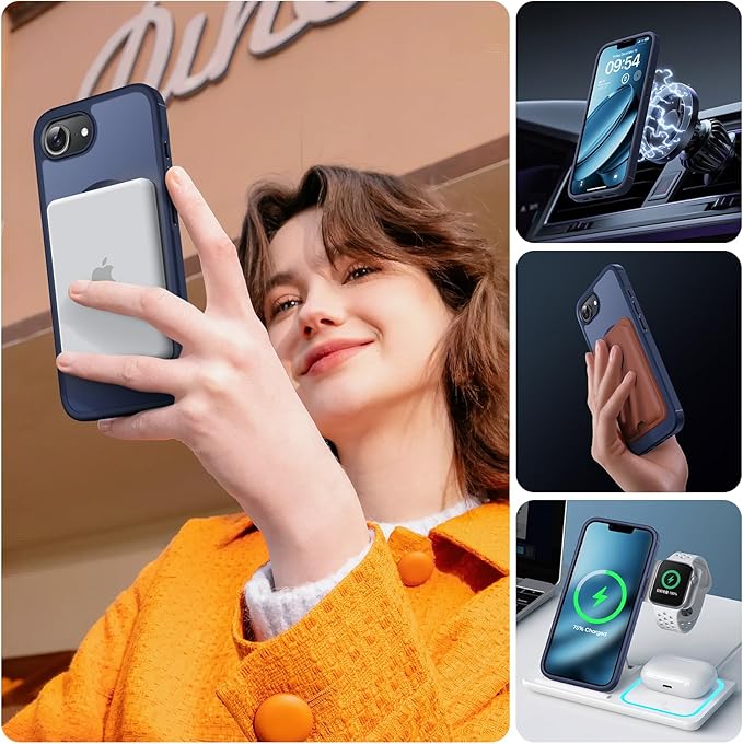 TOCOL for iPhone 17e Case, Compatible with Magsafe, Military Drop Protection, Slim Translucent Matte Shockproof for iPhone 17 e Case 6.1 inch (Dark Blue)